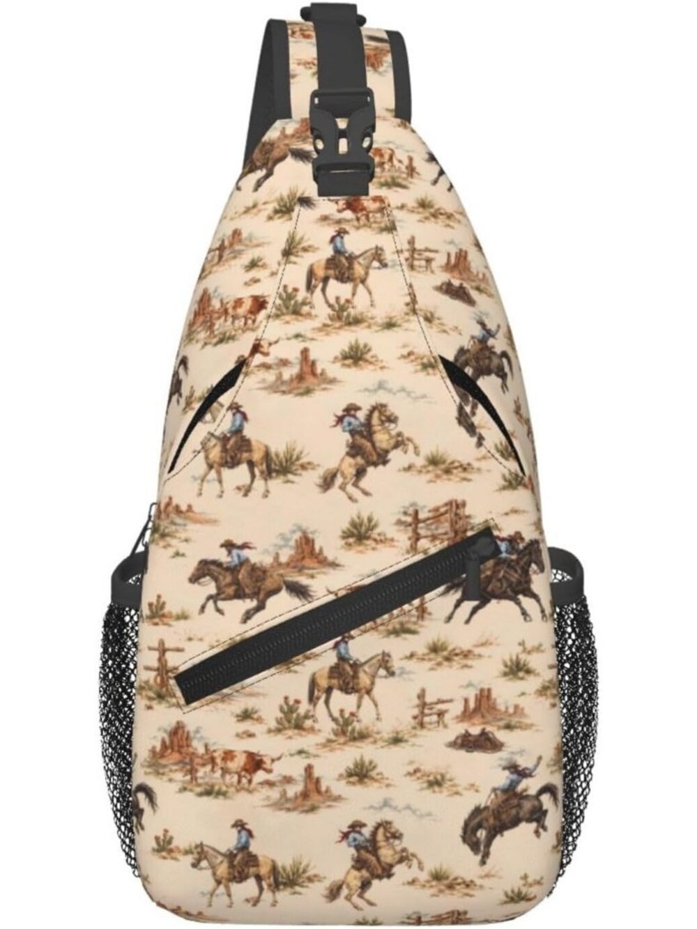 Unisex Cat Board Skeletons Sling Backpack Chest Hiking Travel Crossbody Bag